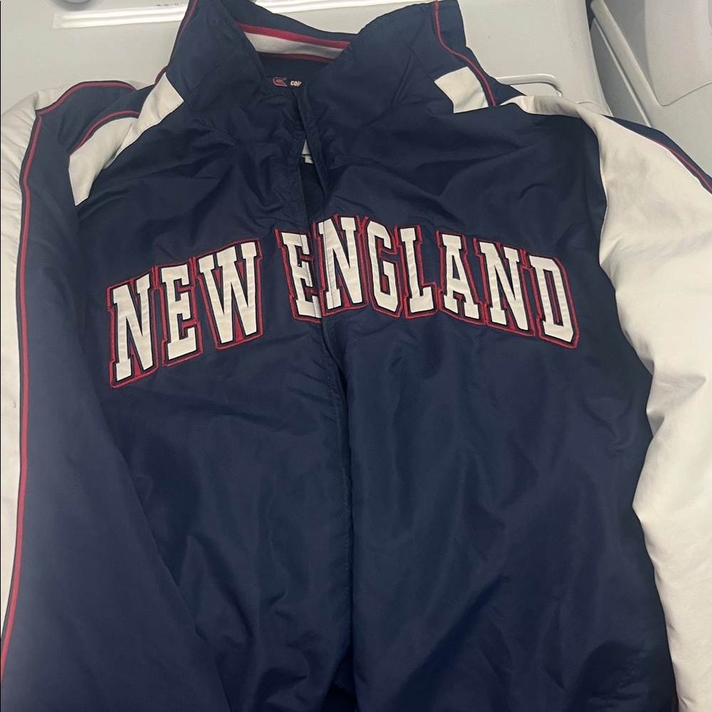 New England Men's Varsity Jacket - Navy and White